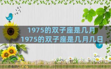 1975的双子座是几月 1975的双子座是几月几日